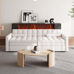 Modern Velvet Sofa Bed with Power Outlet and USB Port