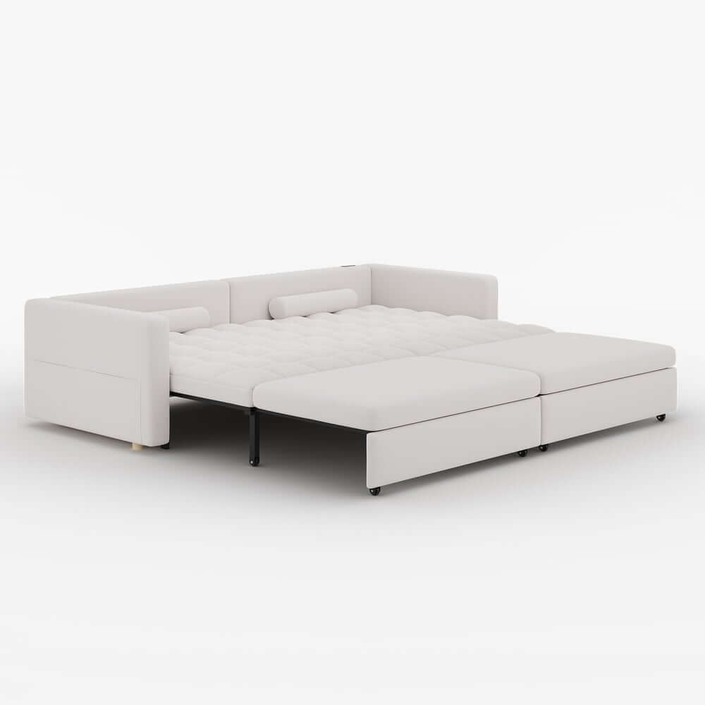 Modern Velvet Sofa Bed with Power Outlet and USB Port