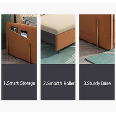 Modern Velvet Sofa Bed With Storage And Square Arms