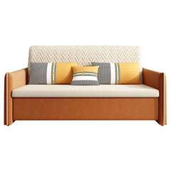 Modern Velvet Sofa Bed With Storage And Square Arms