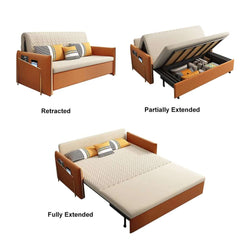 Modern Velvet Sofa Bed With Storage And Square Arms