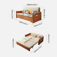 Modern Velvet Sofa Bed With Storage And Square Arms Dimensions