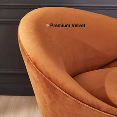 Modern Velvet Sofa With Gold Legs - Rust & Warm White