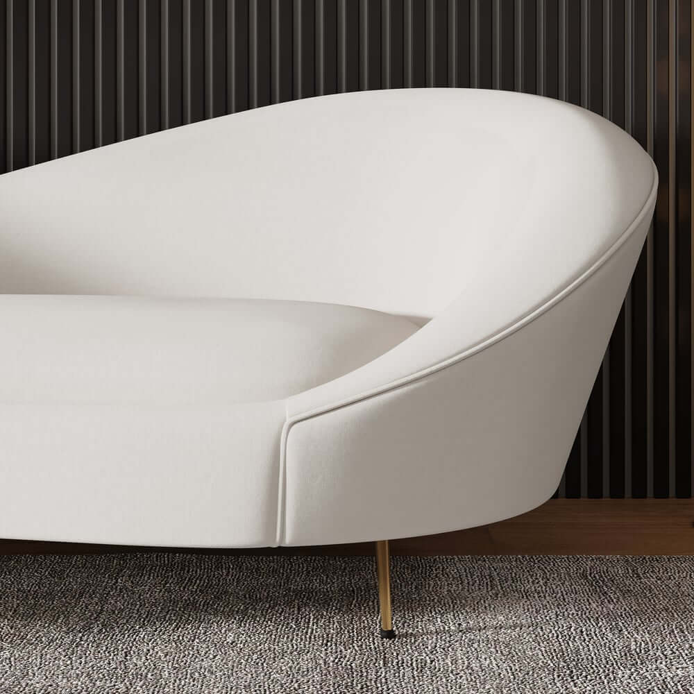 Modern Velvet Sofa With Gold Legs - Rust & Warm White