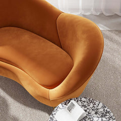 Modern Velvet Sofa With Gold Legs - Rust & Warm White