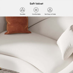 Modern Velvet Sofa With Gold Legs - Rust & Warm White