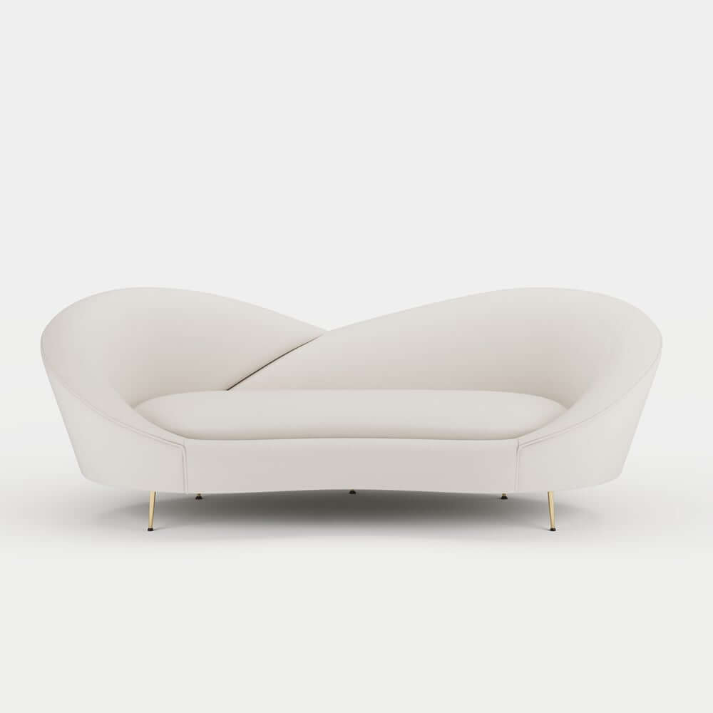 Modern Velvet Sofa With Gold Legs - Rust & Warm White