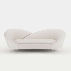 Modern Velvet Sofa With Gold Legs - Rust & Warm White