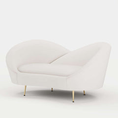 Modern Velvet Sofa With Gold Legs - Rust & Warm White