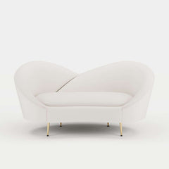 Modern Velvet Sofa With Gold Legs - Rust & Warm White