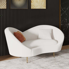 Modern Velvet Sofa With Gold Legs - Rust & Warm White