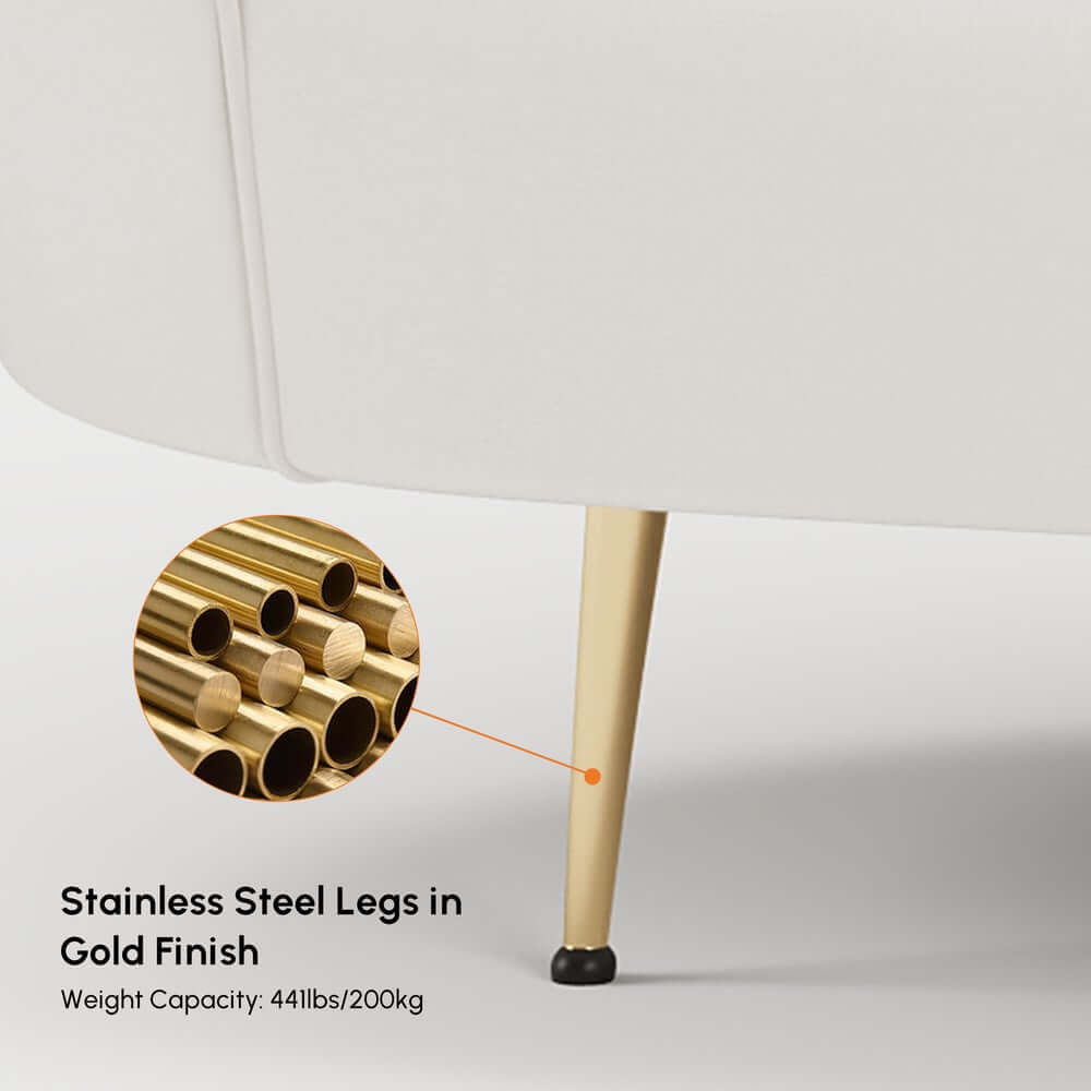 Modern Velvet Sofa With Gold Legs - Rust & Warm White