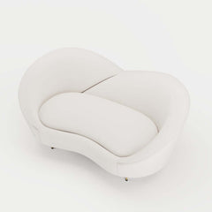 Modern Velvet Sofa With Gold Legs - Rust & Warm White