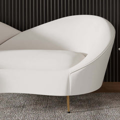 Modern Velvet Sofa With Gold Legs - Rust & Warm White