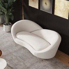 Modern Velvet Sofa With Gold Legs - Rust & Warm White