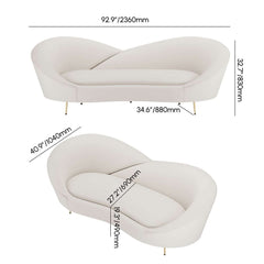 Modern Velvet Sofa With Gold Legs - Rust & Warm White Dimensions