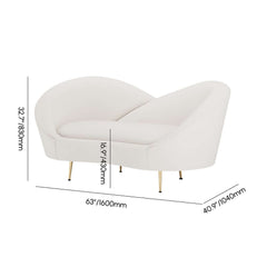 Modern Velvet Sofa With Gold Legs - Rust & Warm White Dimensions