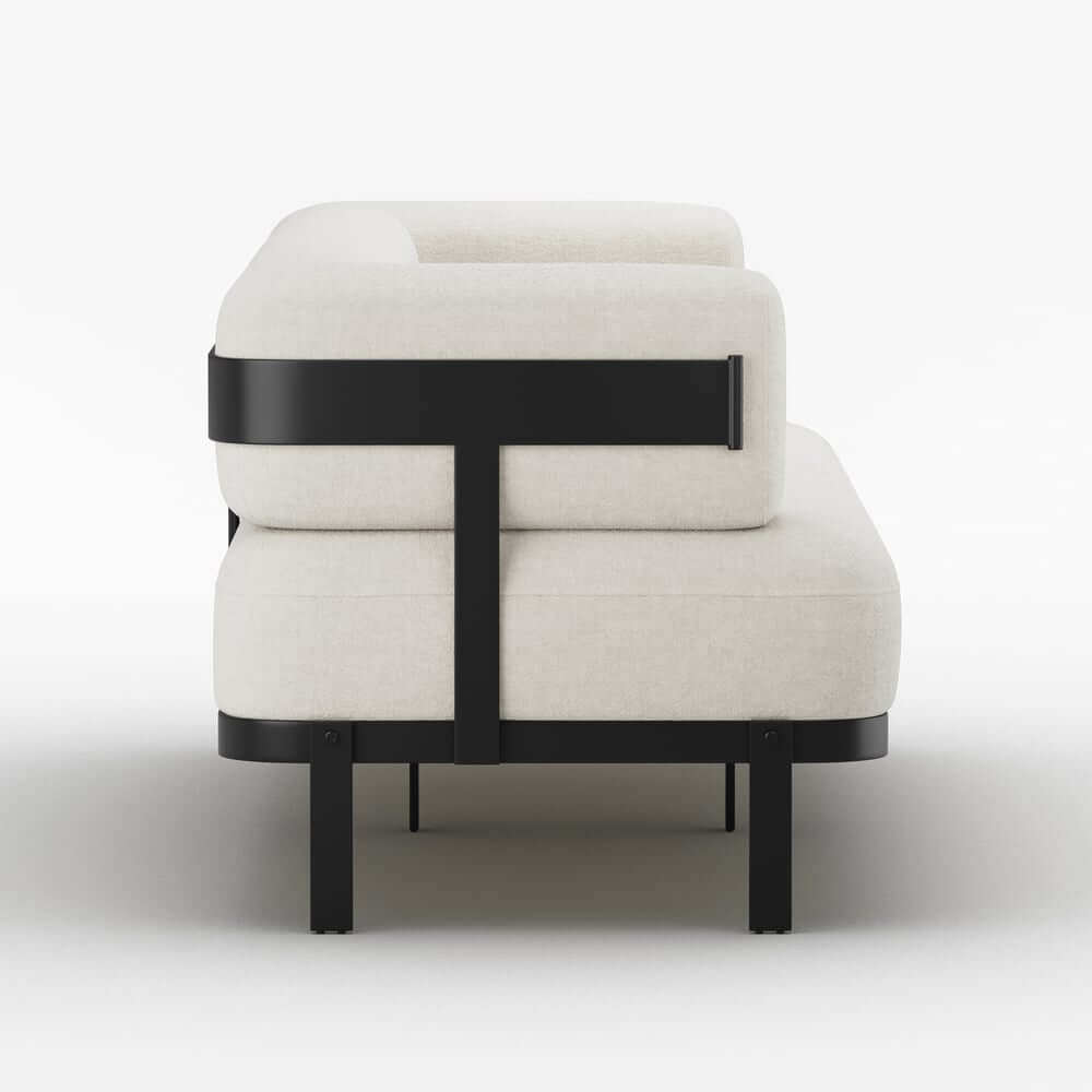 Modern Velvet Sofa With Metal Legs And Square Arms