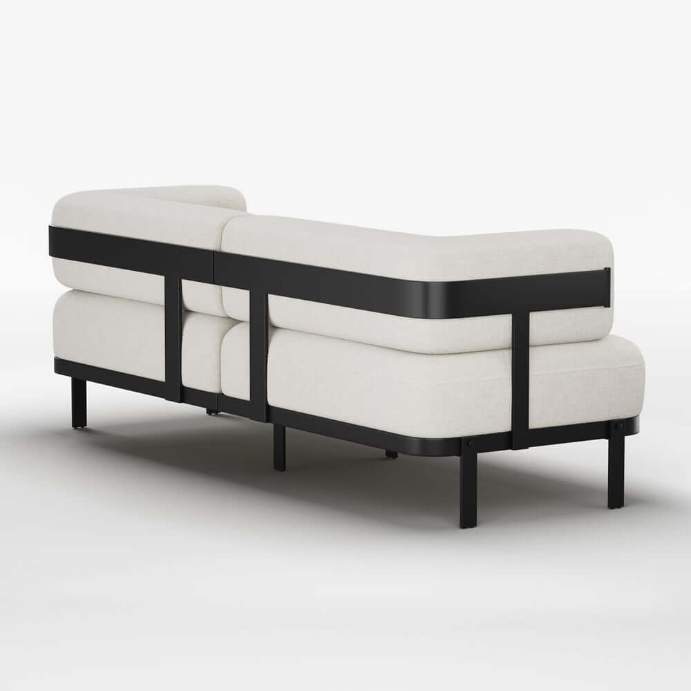 Modern Velvet Sofa With Metal Legs And Square Arms