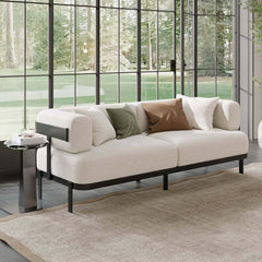 Modern Velvet Sofa With Metal Legs And Square Arms