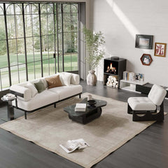 Modern Velvet Sofa With Metal Legs And Square Arms