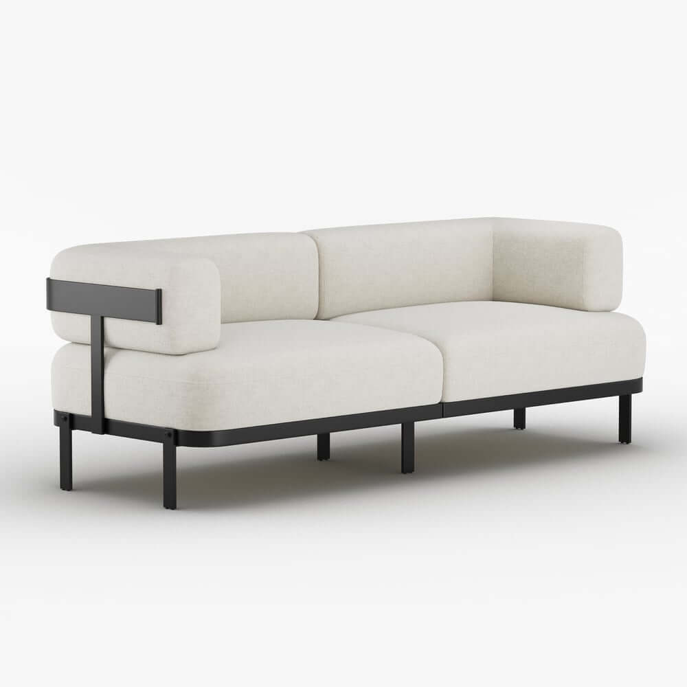 Modern Velvet Sofa With Metal Legs And Square Arms
