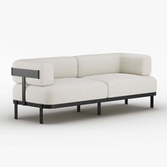 Modern Velvet Sofa With Metal Legs And Square Arms