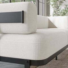 Modern Velvet Sofa With Metal Legs And Square Arms