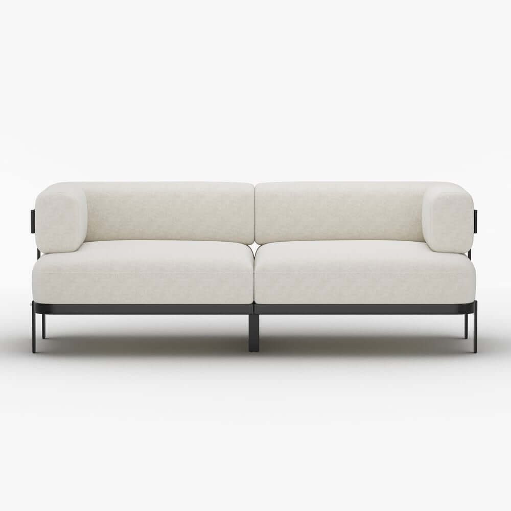 Modern Velvet Sofa With Metal Legs And Square Arms