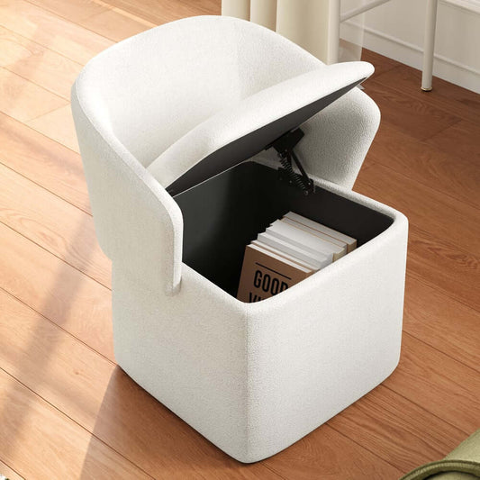 Modern Velvet Storage Ottoman with High Backrest