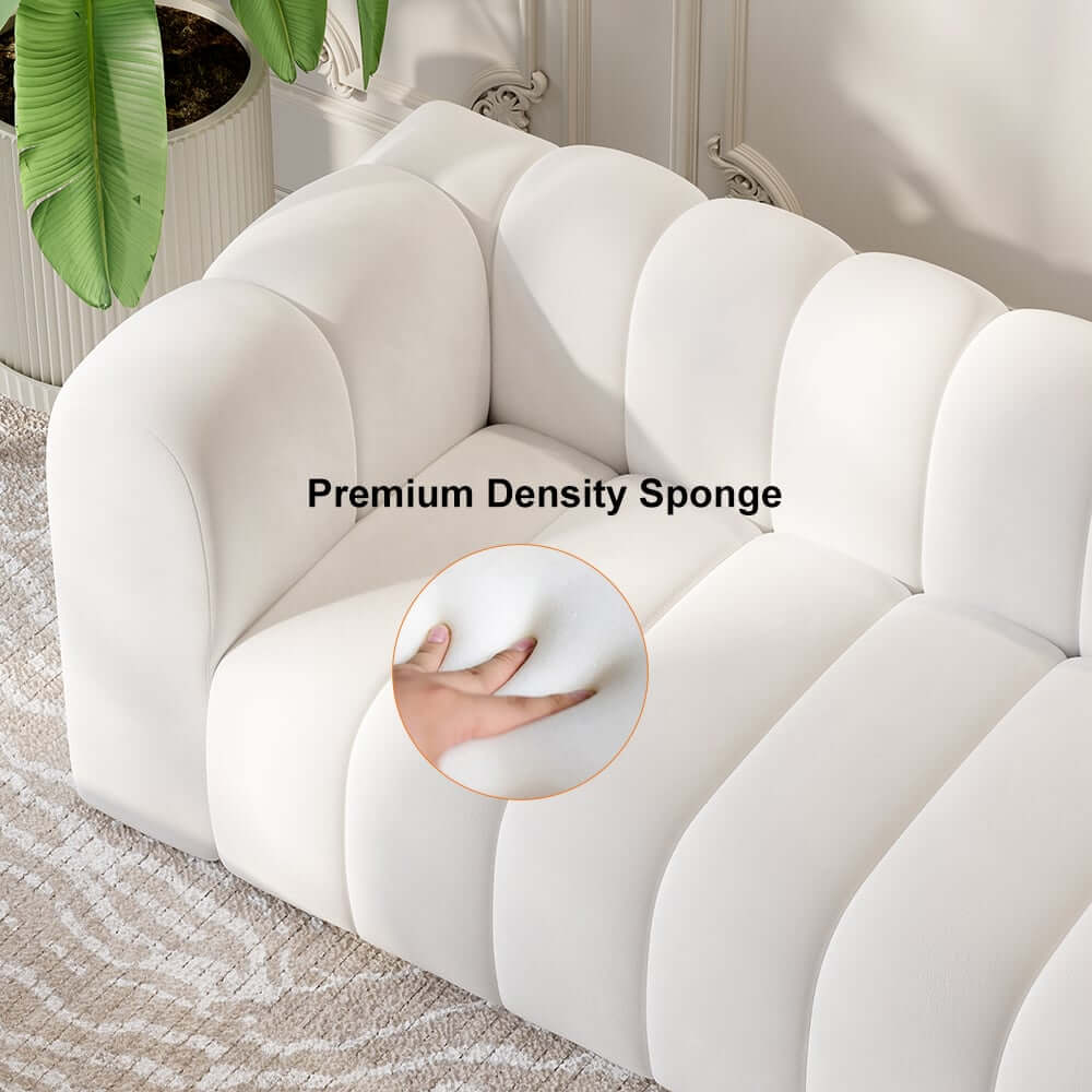 Modern Velvet Tufted Sofa - 3 Seater, No Assembly Required