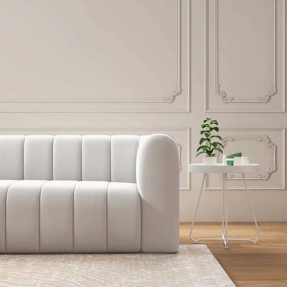 Modern Velvet Tufted Sofa - 3 Seater, No Assembly Required