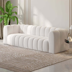 Modern Velvet Tufted Sofa - 3 Seater, No Assembly Required