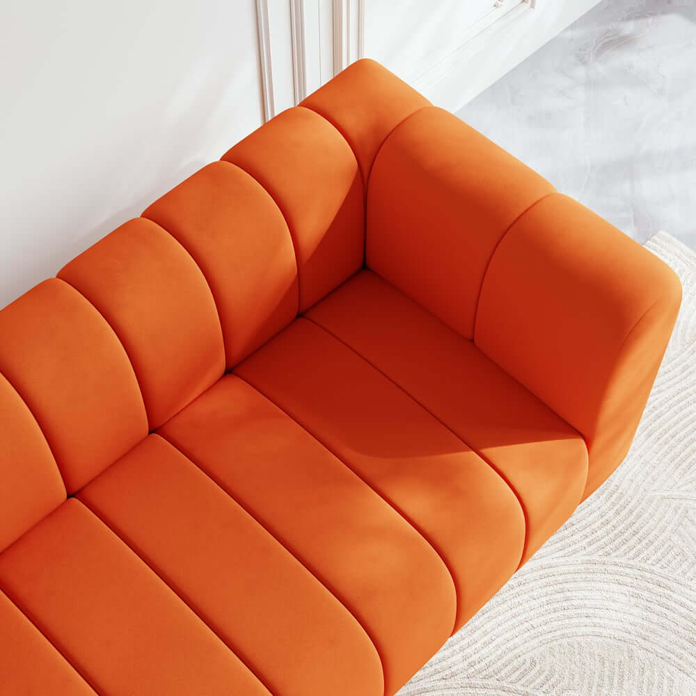 Modern Velvet Tufted Sofa - 3 Seater, No Assembly Required