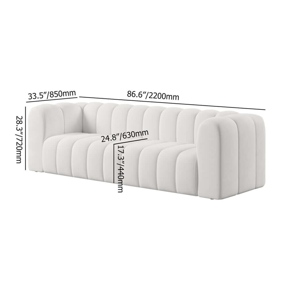 Modern Velvet Tufted Sofa - 3 Seater, No Assembly Required Dimensions