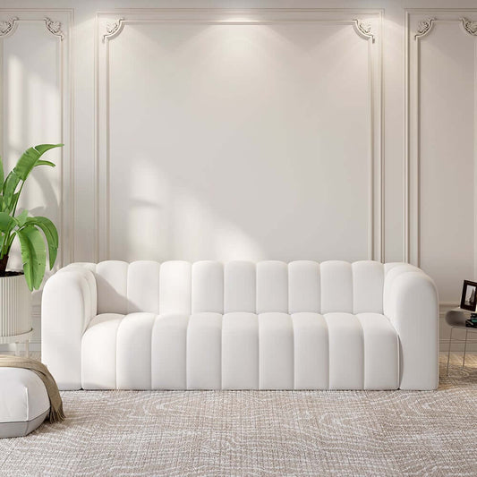Modern Velvet Tufted Sofa - 3 Seater, No Assembly Required Main Product Image