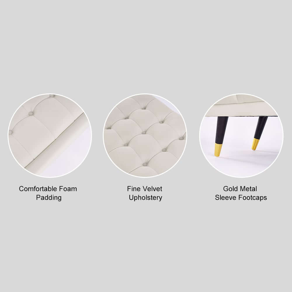 Modern Velvet Upholstered Bedroom Bench with Solid Wood Legs