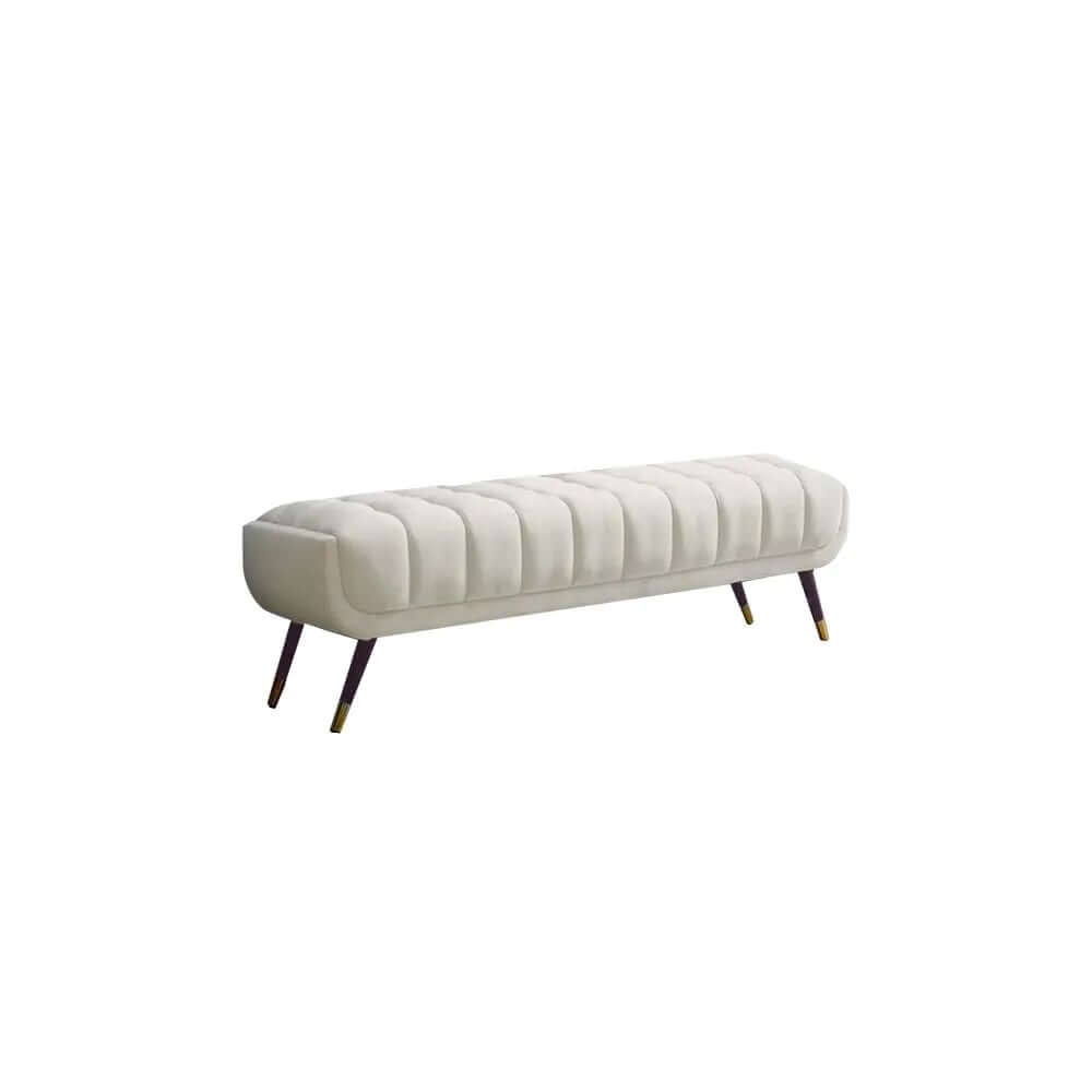 Modern Velvet Upholstered Bedroom Bench with Solid Wood Legs