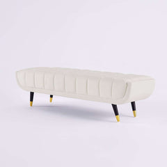 Modern Velvet Upholstered Bedroom Bench with Solid Wood Legs