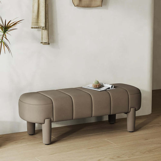 Modern Velvet Upholstered Coffee Entryway Bench with Metal Legs Main Product Image