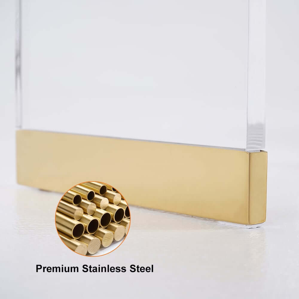 Modern Velvet Vanity Stool with Acrylic and Gold Legs