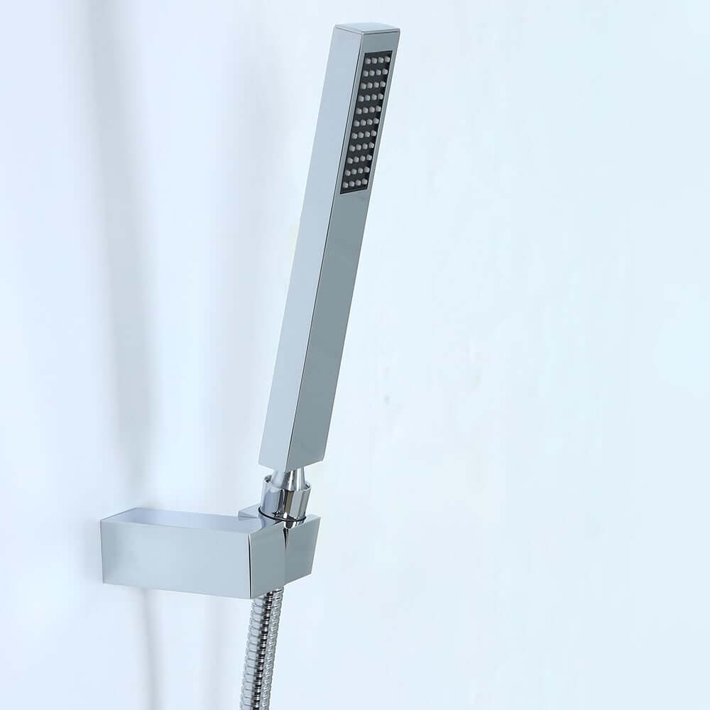 Modern Wall Mount Bathtub Faucet with Hand Shower in Chrome