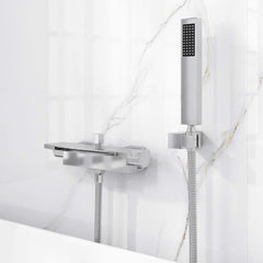 Modern Wall Mount Bathtub Faucet with Hand Shower in Chrome