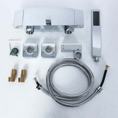 Modern Wall Mount Bathtub Faucet with Hand Shower in Chrome