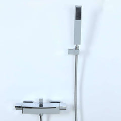 Modern Wall Mount Bathtub Faucet with Hand Shower in Chrome