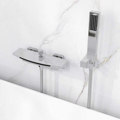Modern Wall Mount Bathtub Faucet with Hand Shower in Chrome