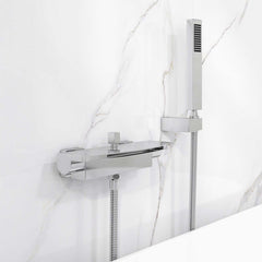Modern Wall Mount Bathtub Faucet with Hand Shower in Chrome