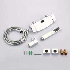 Modern Wall Mount Bathtub Faucet with Hand Shower in Chrome