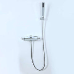 Modern Wall Mount Bathtub Faucet with Hand Shower in Chrome