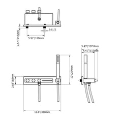 Modern Wall Mount Brass Tub Filler with Handshower and Waterfall Spout